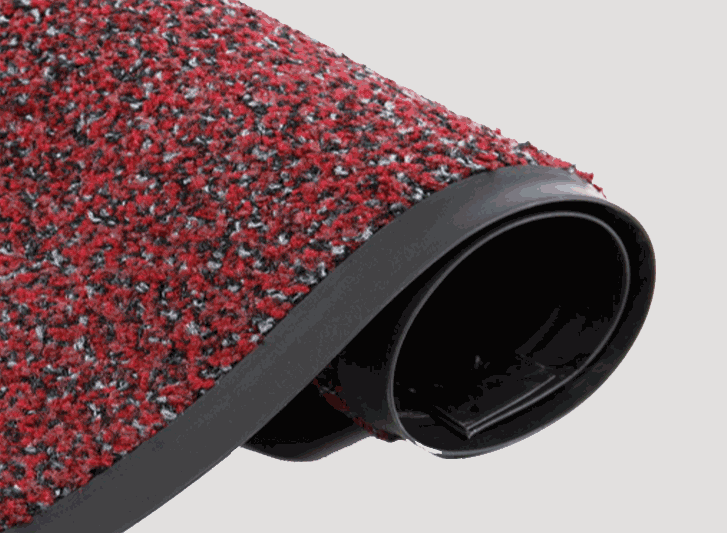 An image of a red and black carpet mat along with aluminium entrance mats and pvc entrance mats.