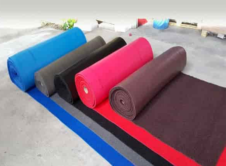 Four rolls of different colors of foam mats, perfect for those in need of anti-fatigue support or hollow mats.