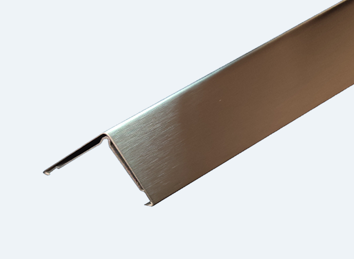 An image of a stainless steel metal strip on a white background.