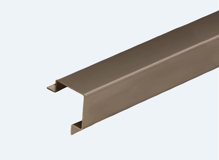 An image of a brown metal strip, possibly stainless steel, on a white background.