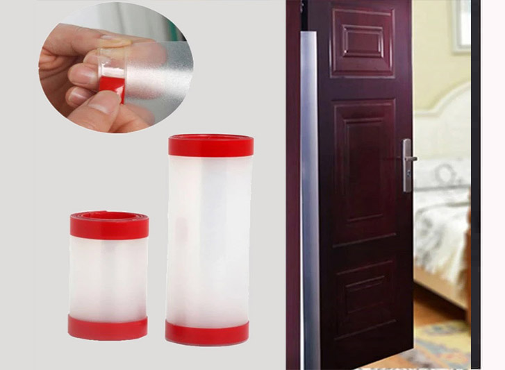 A picture of a door with a red tape and Foam Corner.